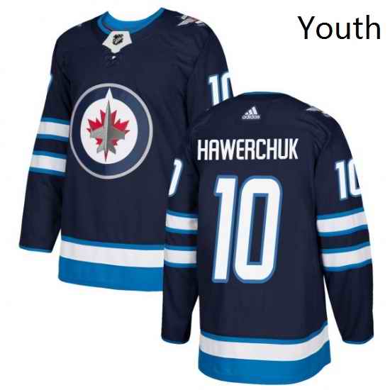 Youth Adidas Winnipeg Jets 10 Dale Hawerchuk Premier Navy Blue Home NHL Jersey